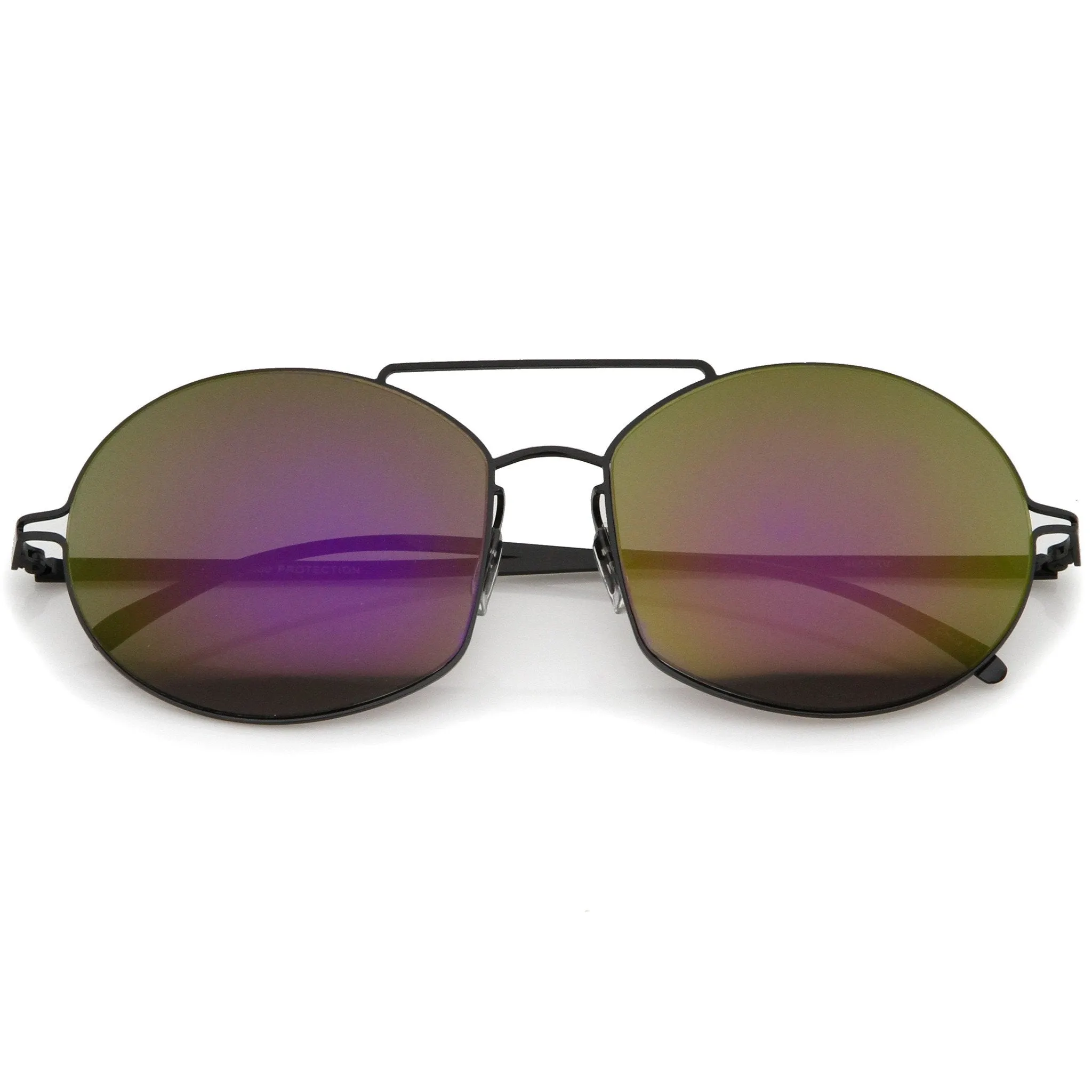 Modern Thin Metal Frame Mirrored Flat Lens Sunglasses A788