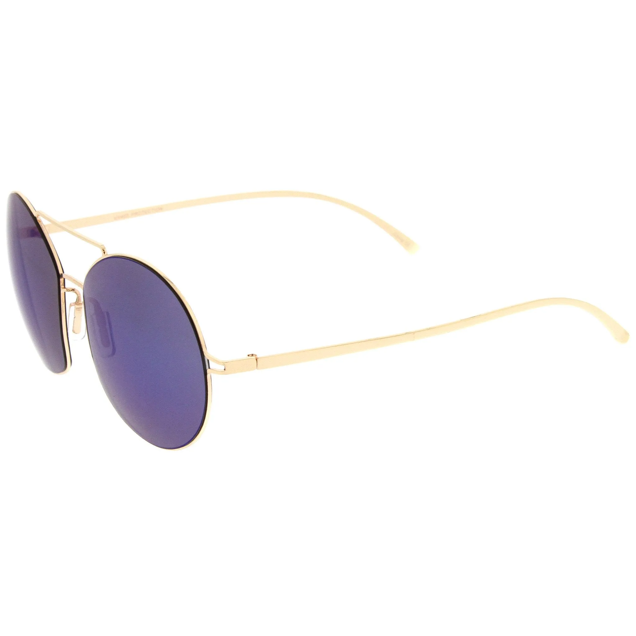 Modern Thin Metal Frame Mirrored Flat Lens Sunglasses A788