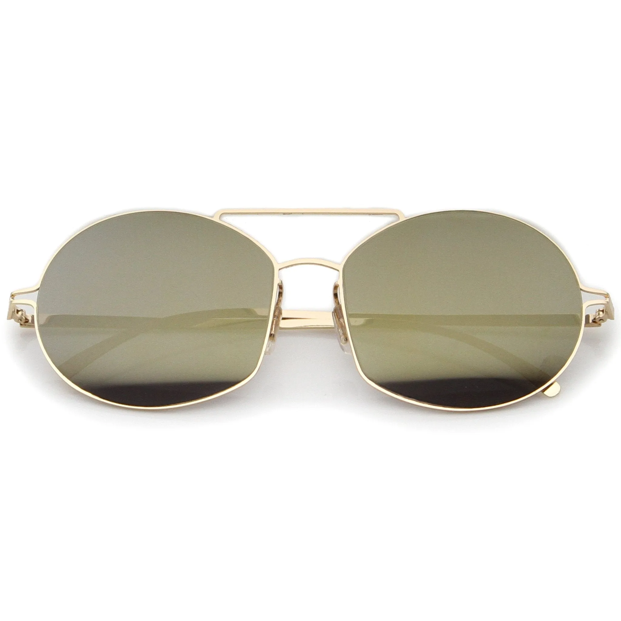 Modern Thin Metal Frame Mirrored Flat Lens Sunglasses A788