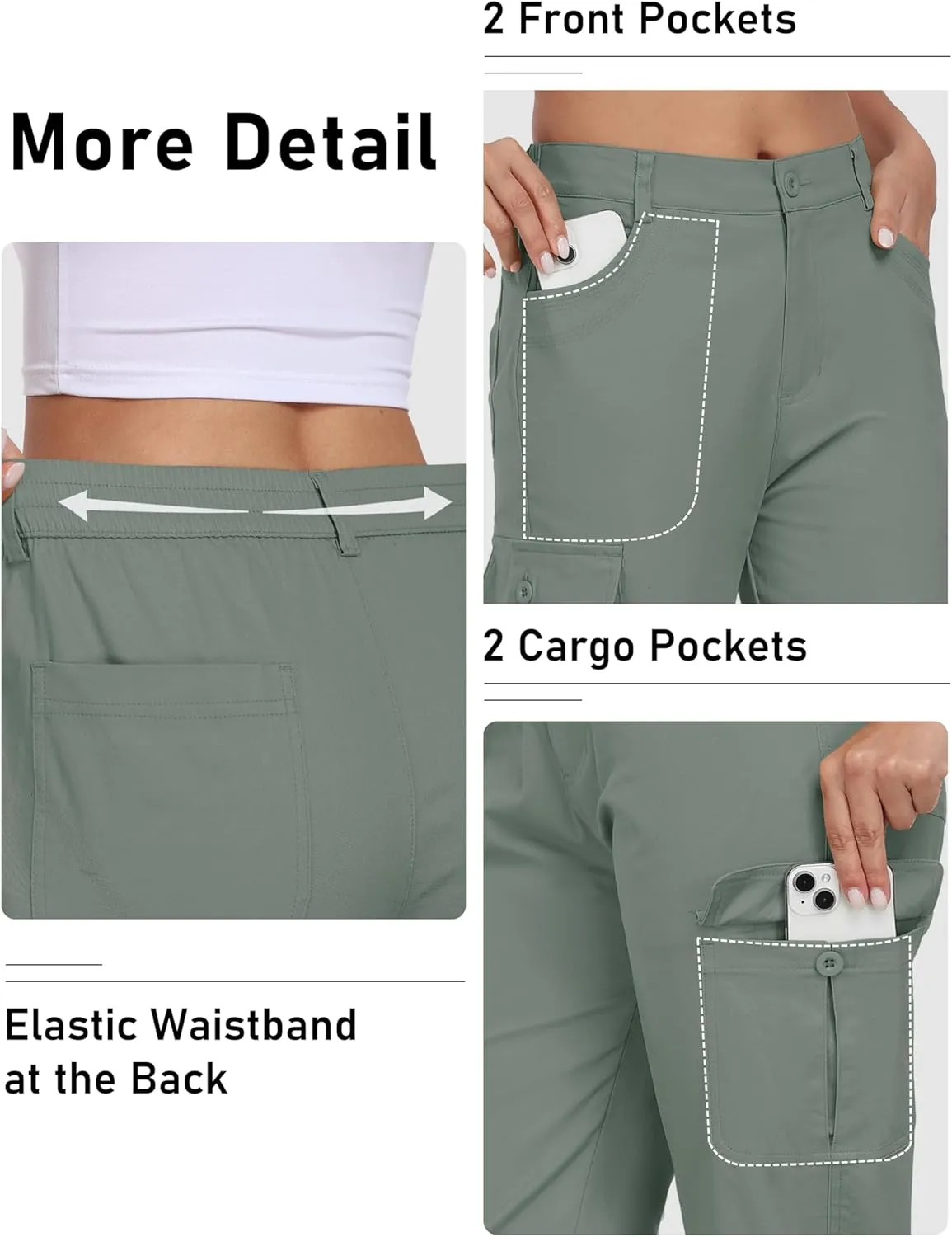 MoFiz Women's Cargo Capri Pants Cotton Roll up Convertible Capris Summer Casual Athletic Hiking Cropped Pants with Pockets