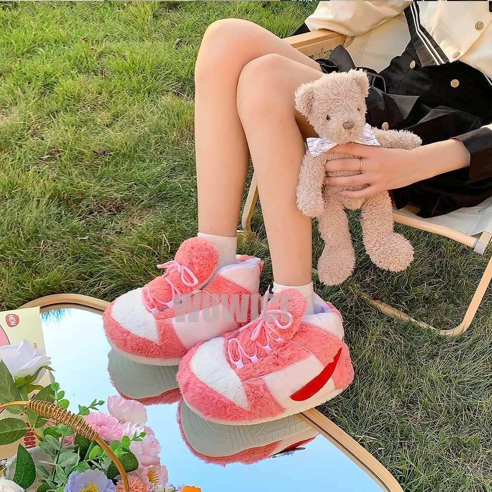 MOLERFO High Top Sneaker Slippers Unisex One-Size Ultra Comfy and Cozy House Fluffy Jordan Like Slippers for Men and Women