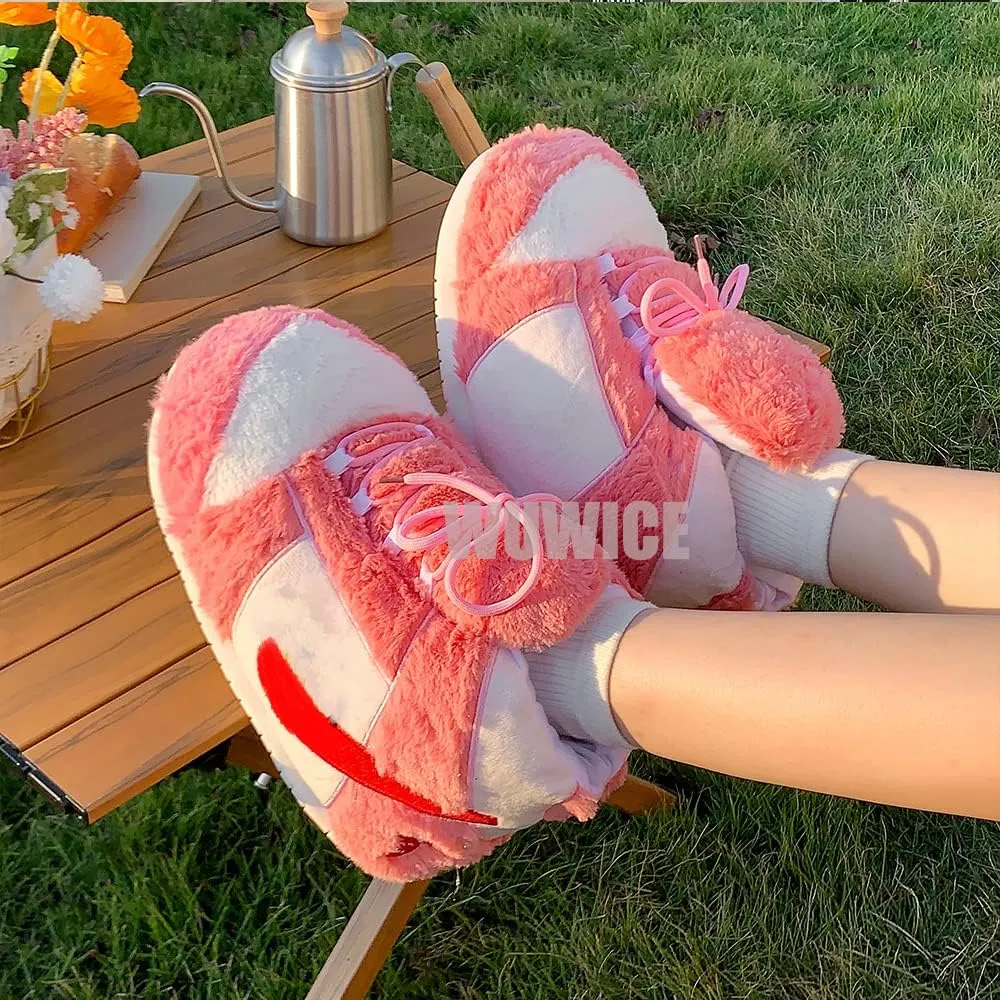 MOLERFO High Top Sneaker Slippers Unisex One-Size Ultra Comfy and Cozy House Fluffy Jordan Like Slippers for Men and Women