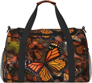 Monarch Butterflies Travel Duffel Bag Lightweight Waterproof Carry On Tote Bag Foldable Weekender Overnight Bags Sport Gym Bag For Women Men