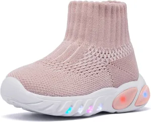 MORENDL Toddler Light Up Walking Shoes Baby Non-Slip Sock Shoes Toddler Slip On Sneakers Boys & Girls