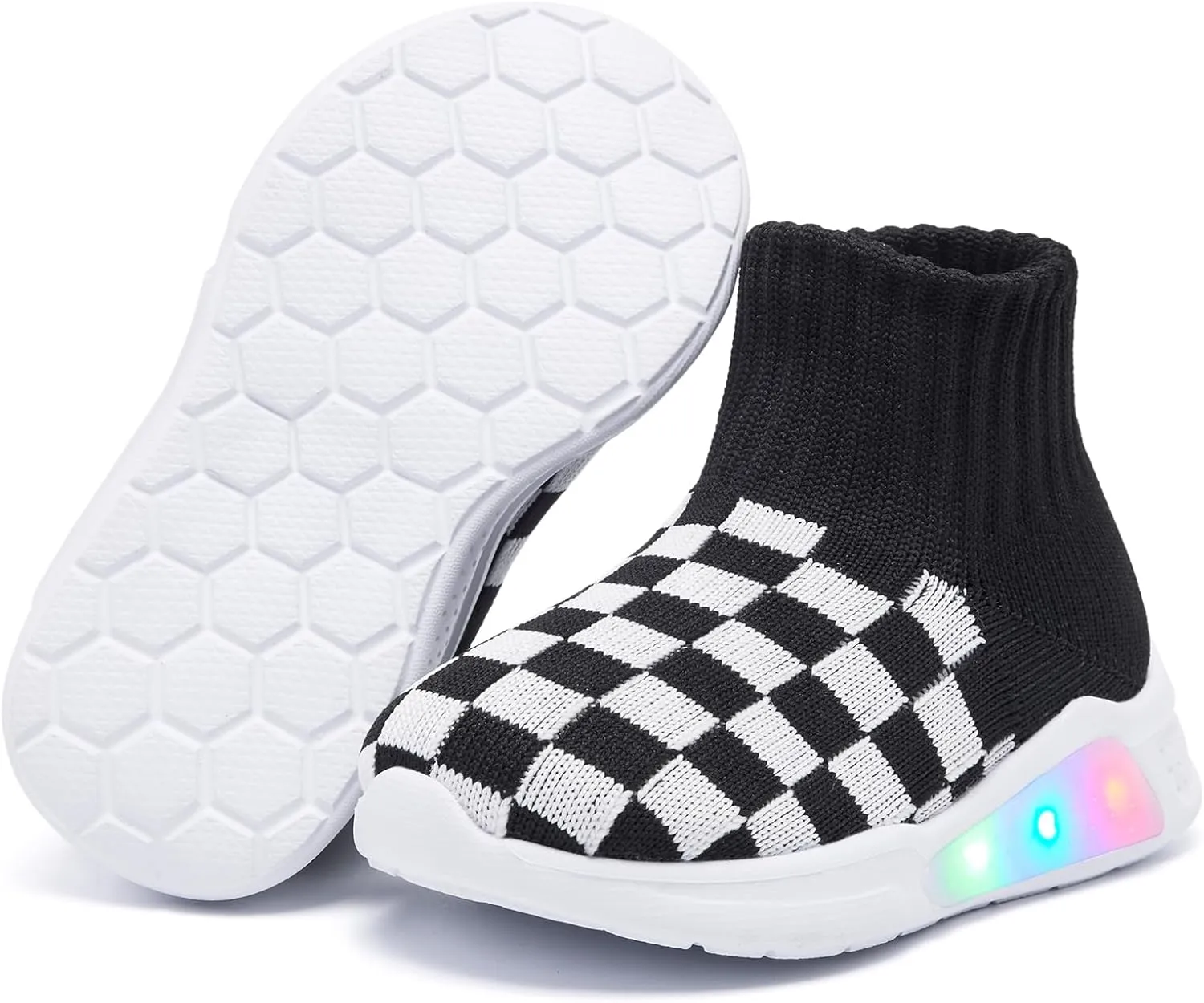 MORENDL Toddler Light Up Walking Shoes Baby Non-Slip Sock Shoes Toddler Slip On Sneakers Boys & Girls
