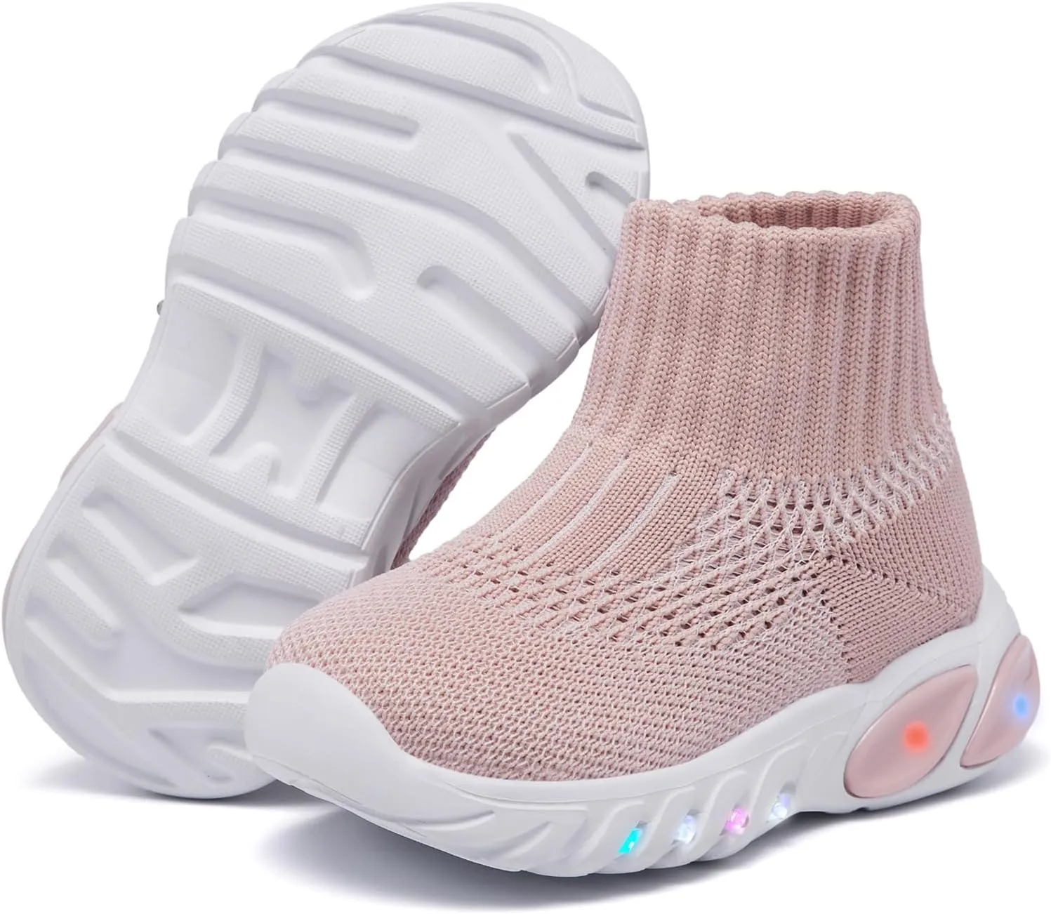 MORENDL Toddler Light Up Walking Shoes Baby Non-Slip Sock Shoes Toddler Slip On Sneakers Boys & Girls
