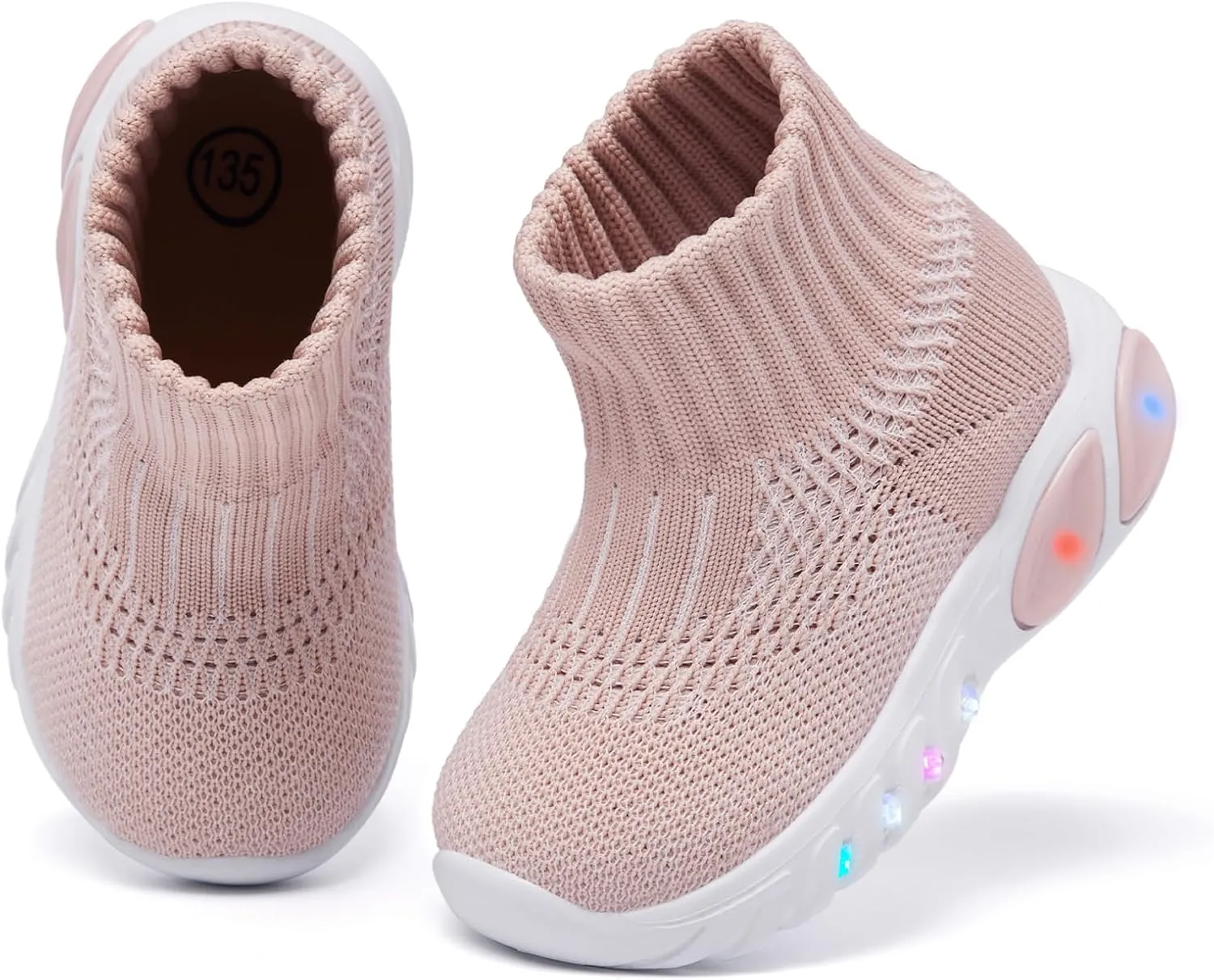 MORENDL Toddler Light Up Walking Shoes Baby Non-Slip Sock Shoes Toddler Slip On Sneakers Boys & Girls