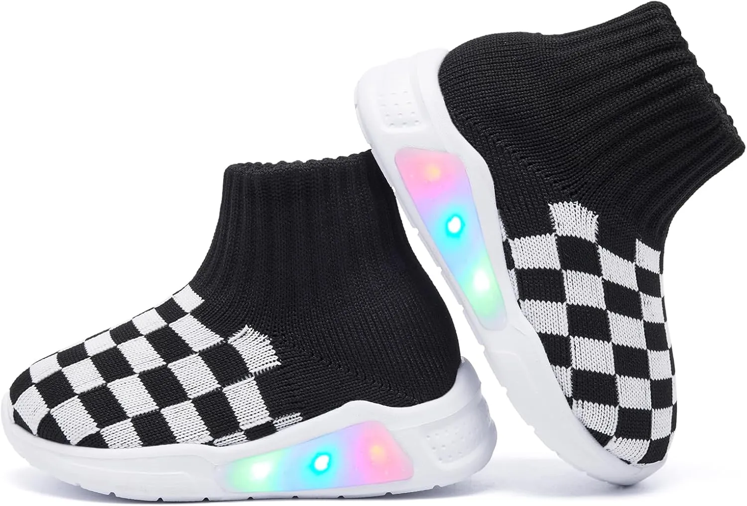 MORENDL Toddler Light Up Walking Shoes Baby Non-Slip Sock Shoes Toddler Slip On Sneakers Boys & Girls