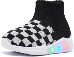 MORENDL Toddler Light Up Walking Shoes Baby Non-Slip Sock Shoes Toddler Slip On Sneakers Boys & Girls