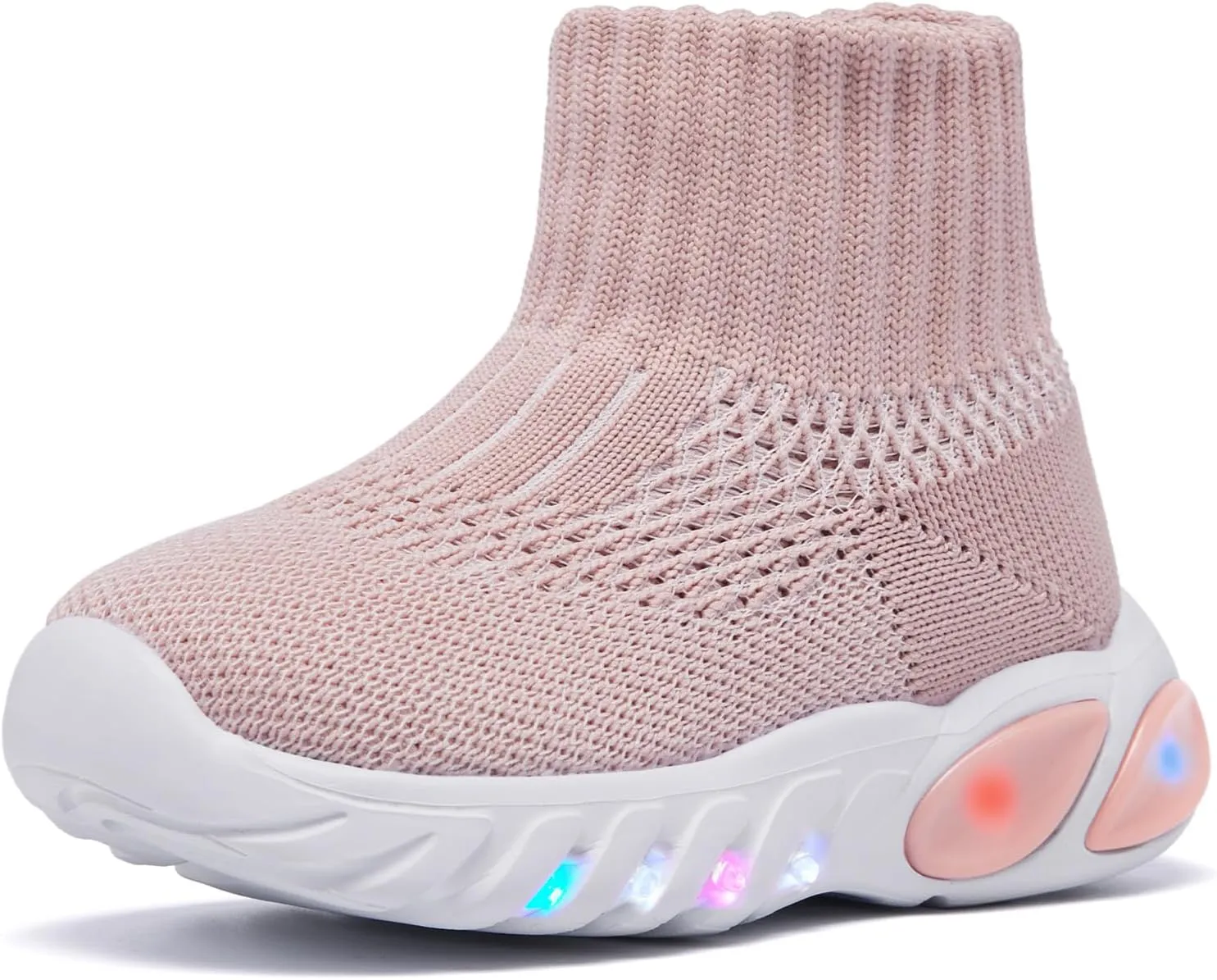 MORENDL Toddler Light Up Walking Shoes Baby Non-Slip Sock Shoes Toddler Slip On Sneakers Boys & Girls