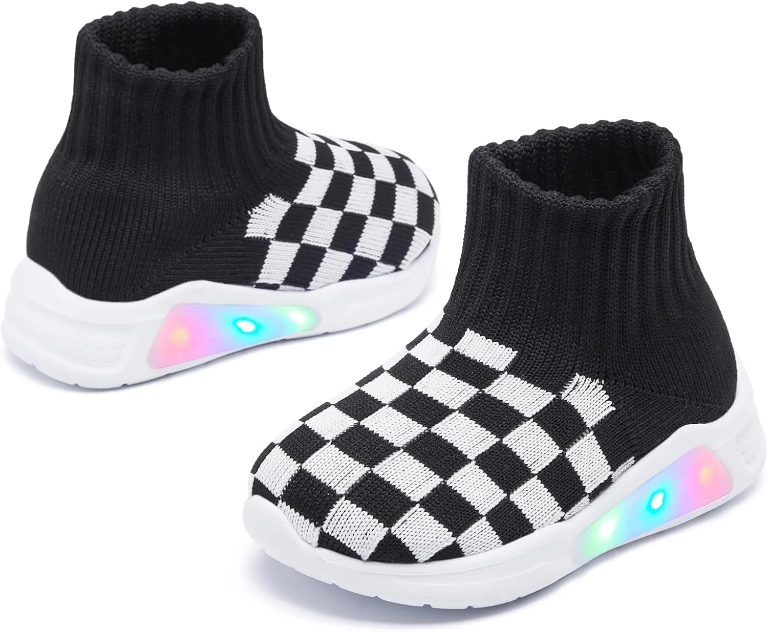 MORENDL Toddler Light Up Walking Shoes Baby Non-Slip Sock Shoes Toddler Slip On Sneakers Boys & Girls