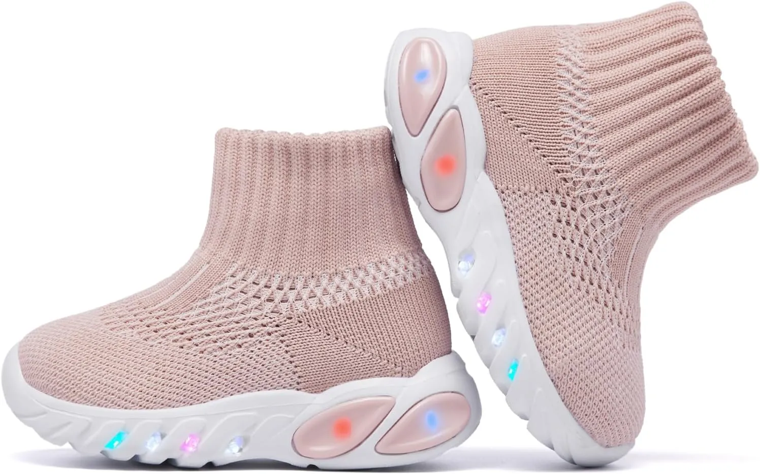 MORENDL Toddler Light Up Walking Shoes Baby Non-Slip Sock Shoes Toddler Slip On Sneakers Boys & Girls