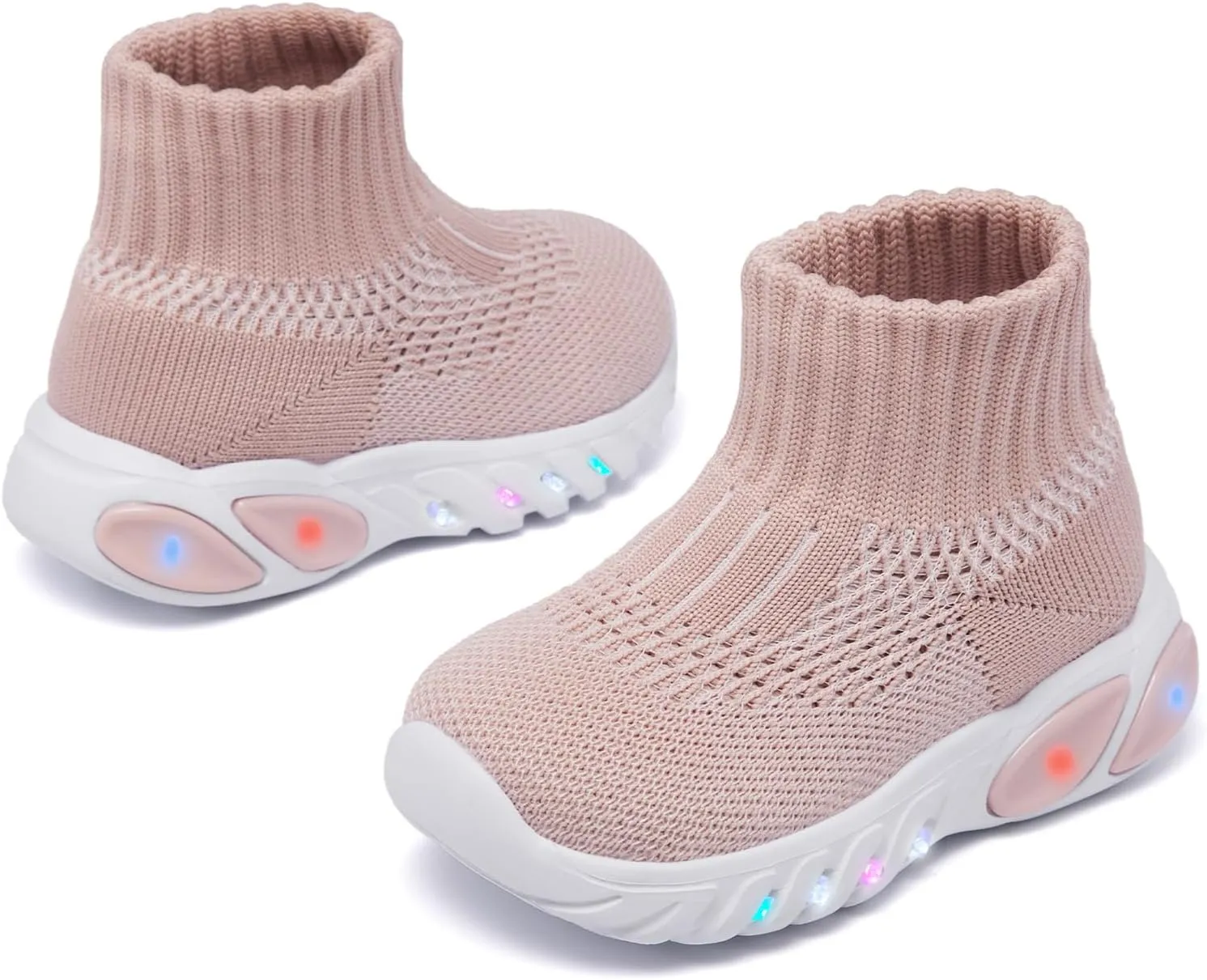 MORENDL Toddler Light Up Walking Shoes Baby Non-Slip Sock Shoes Toddler Slip On Sneakers Boys & Girls