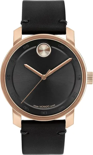 Movado Bold Access Men's Quartz Watch, Swiss Movement, Leather Strap, Water-Resistant up to 3ATM, Classic Timepiece - Gift for Him - 41mm