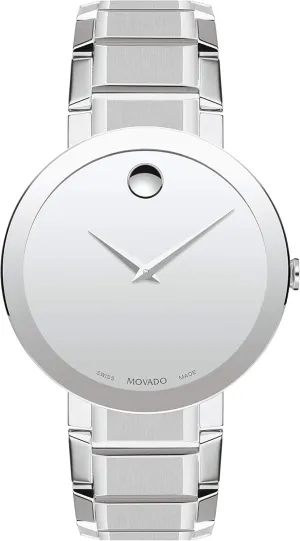 Movado Sapphire Men's Luxury Quartz Watch - Swiss Movement, Stainless Steel Bracelet, Water-Resistant to 3ATM - Classic Timepiece - Gift for Him - 39mm