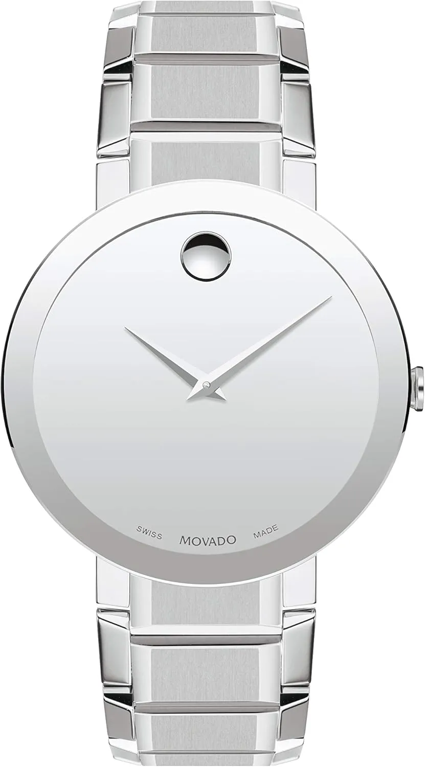 Movado Sapphire Men's Luxury Quartz Watch - Swiss Movement, Stainless Steel Bracelet, Water-Resistant to 3ATM - Classic Timepiece - Gift for Him - 39mm