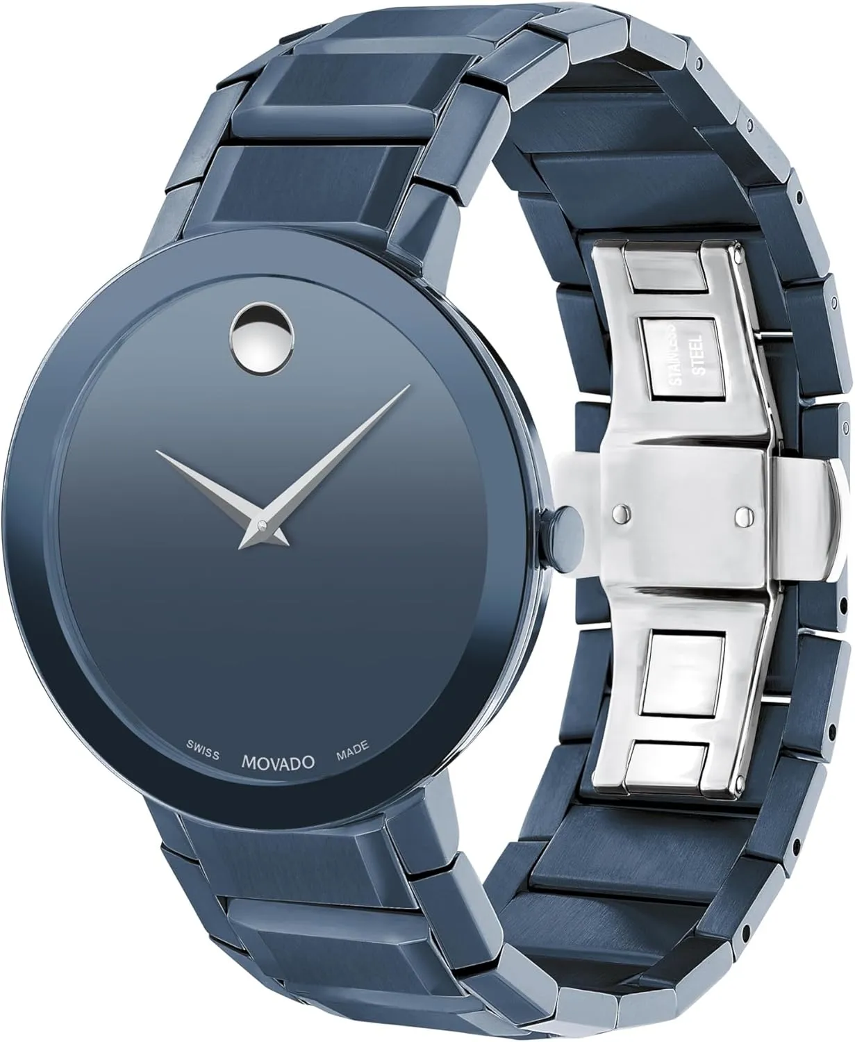 Movado Sapphire Men's Watch - Swiss Quartz Movement, Stainless Steel Link Bracelet - 3 ATM Water Resistance - Luxury Fashion Timepiece for Him - 39mm