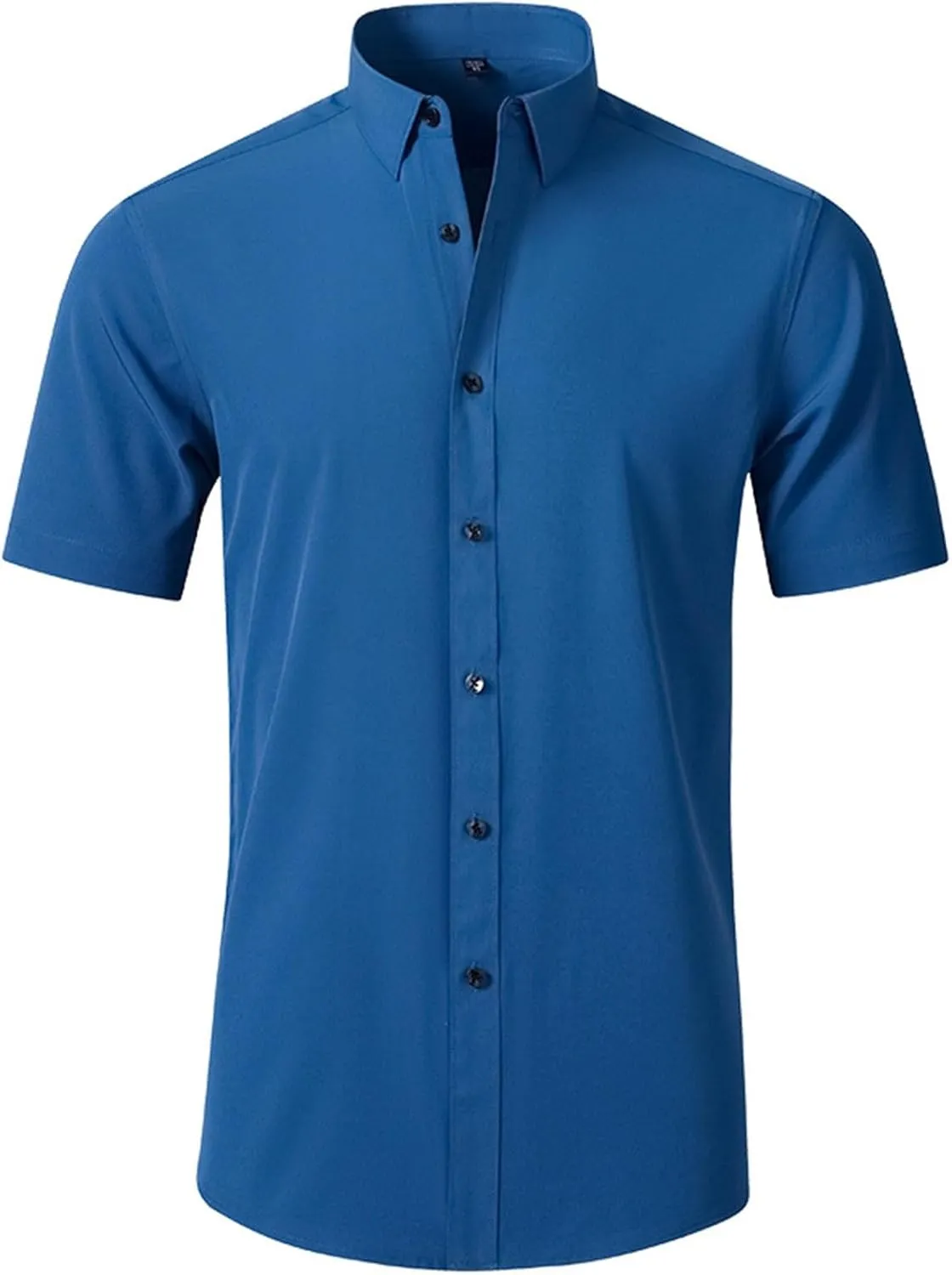 Muscularfit Dress Shirts for Men Slim Fit Short Sleeve Collared T-Shirt Casual Fashion Button Down Shirt Summer Vacation Tops