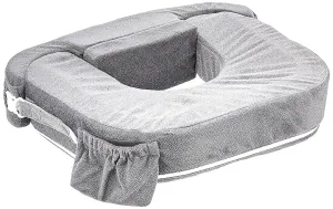 My Brest Friend Twin Nursing Pillow - Enhanced Comfort with Slipcover - Ergonomic Breastfeeding Pillow for Ultimate Support - Adjustable Nursing Pillow with Handy Side Pocket, Dark Grey