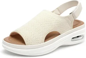 mysoft Women's Comfortable Air Cushion Support Walking Sandals Breathable Knit Slingback Platform Shoes