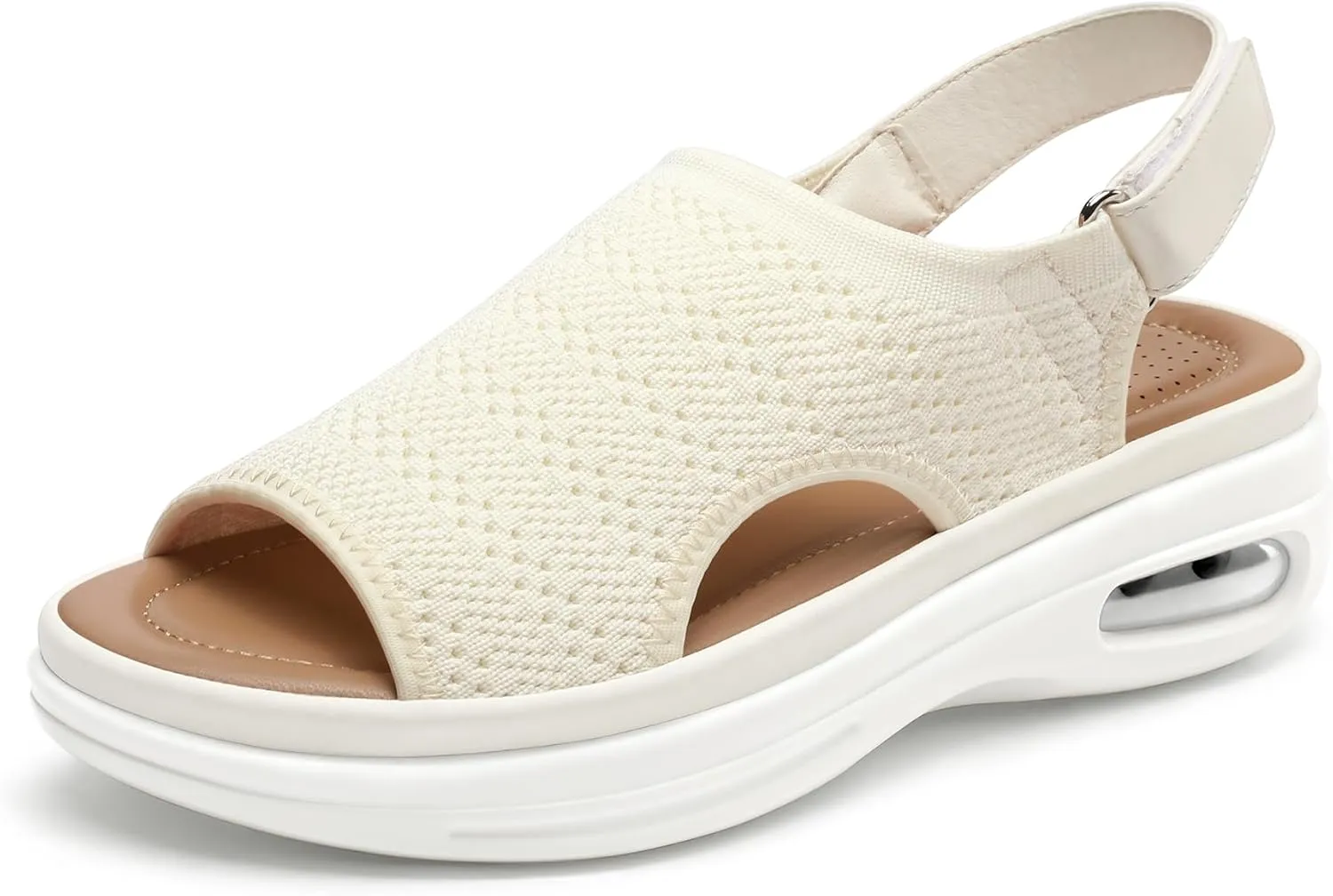 mysoft Women's Comfortable Air Cushion Support Walking Sandals Breathable Knit Slingback Platform Shoes