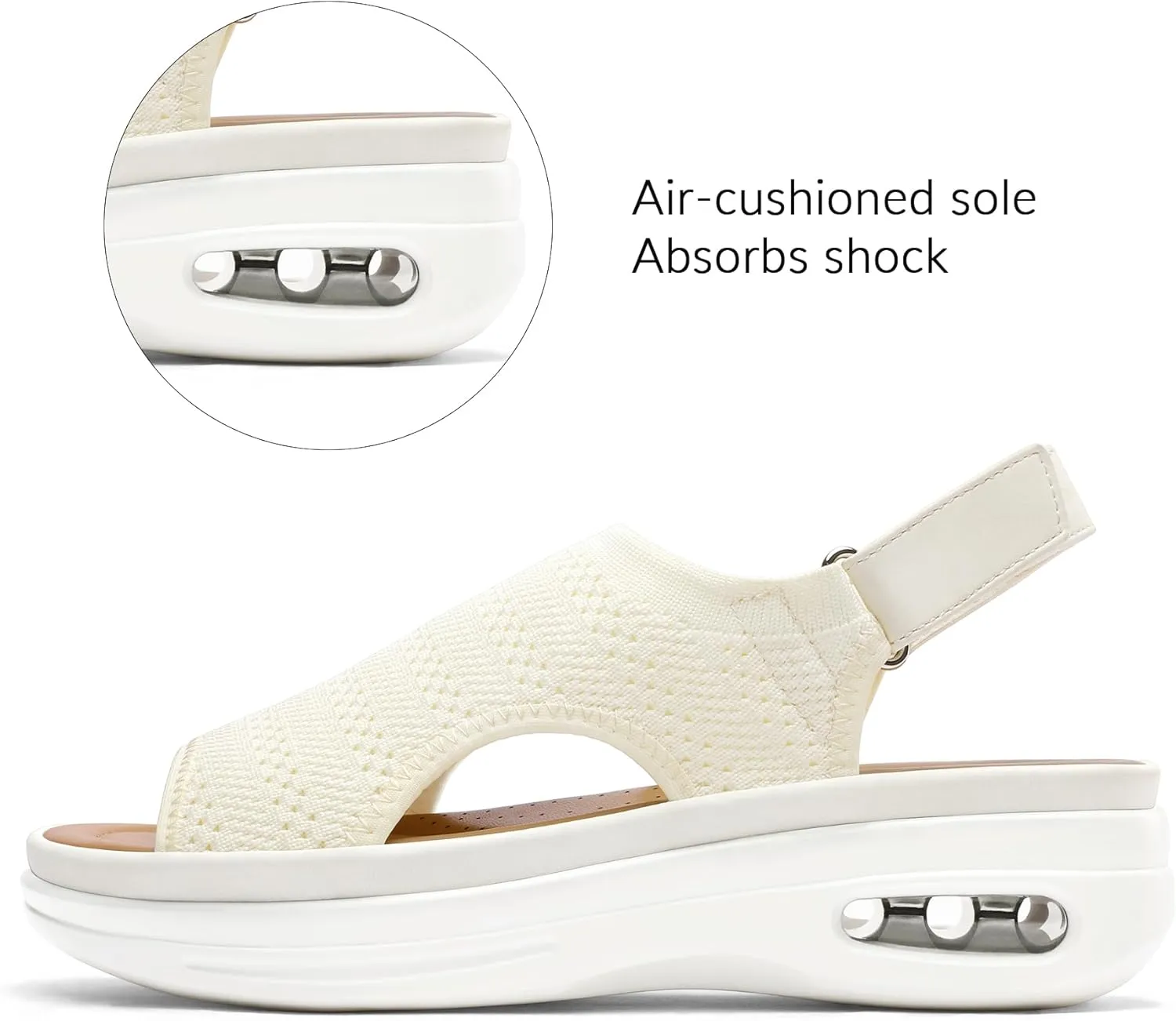 mysoft Women's Comfortable Air Cushion Support Walking Sandals Breathable Knit Slingback Platform Shoes