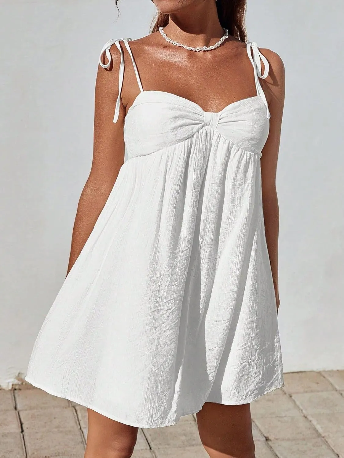 Narecte Casual Summer Dresses for Women 2025 Flowy Sun Dress Mini Slip Dress Cute Spaghetti Strap Dress