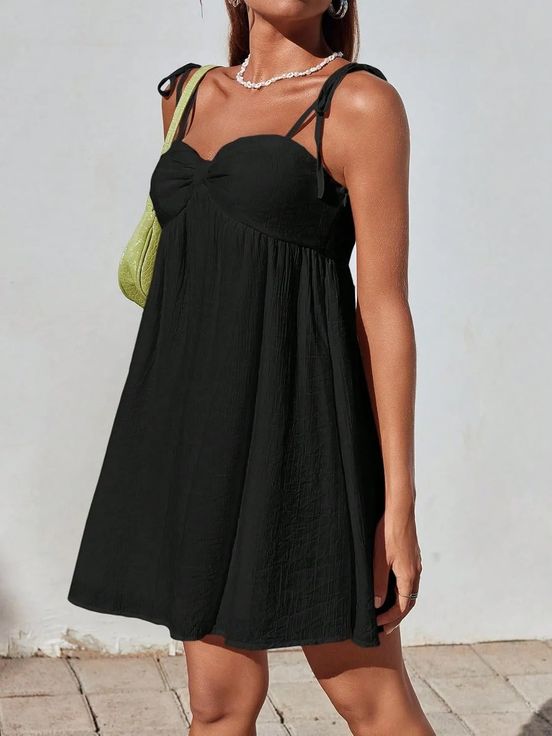 Narecte Casual Summer Dresses for Women 2025 Flowy Sun Dress Mini Slip Dress Cute Spaghetti Strap Dress