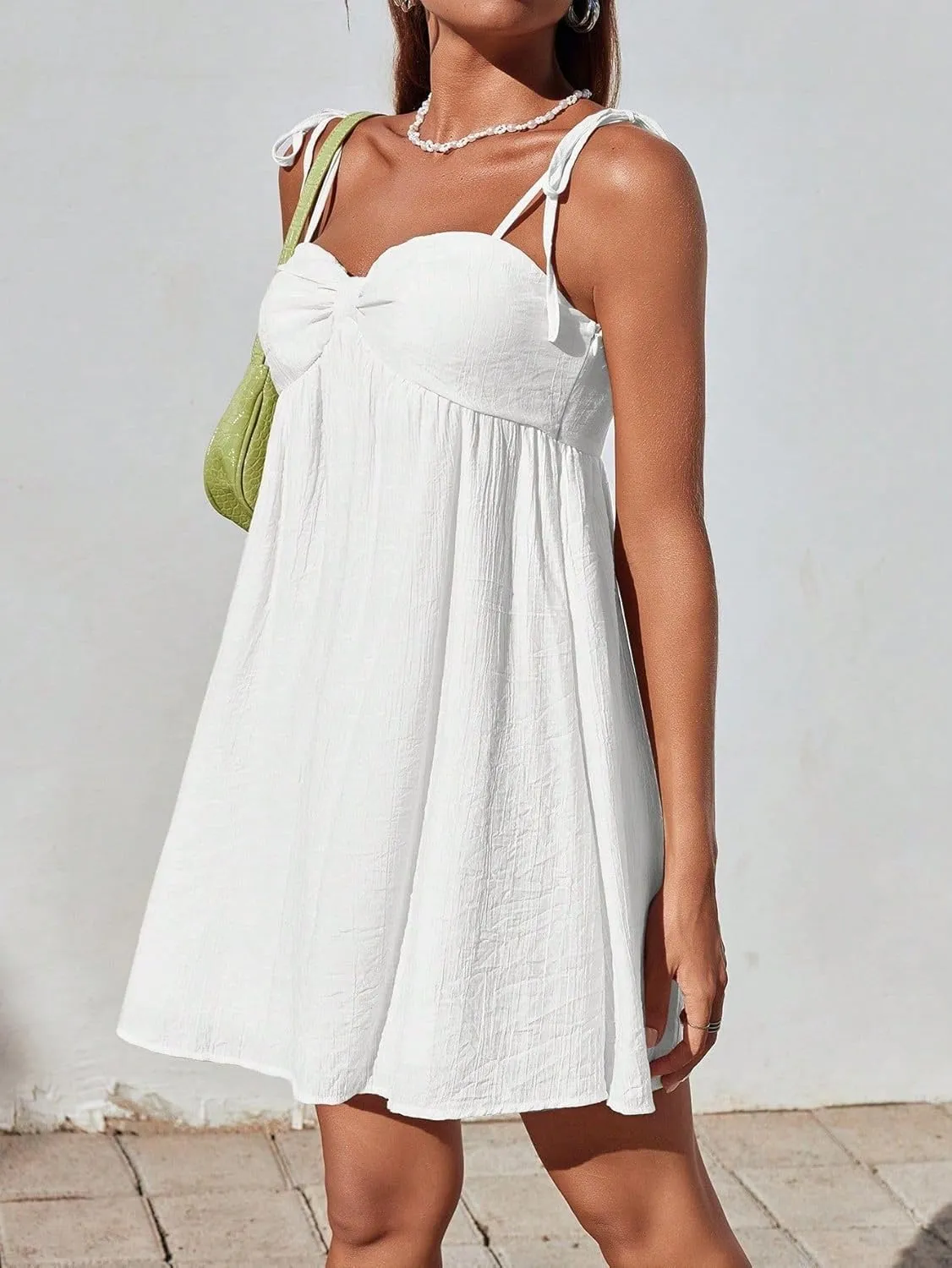Narecte Casual Summer Dresses for Women 2025 Flowy Sun Dress Mini Slip Dress Cute Spaghetti Strap Dress