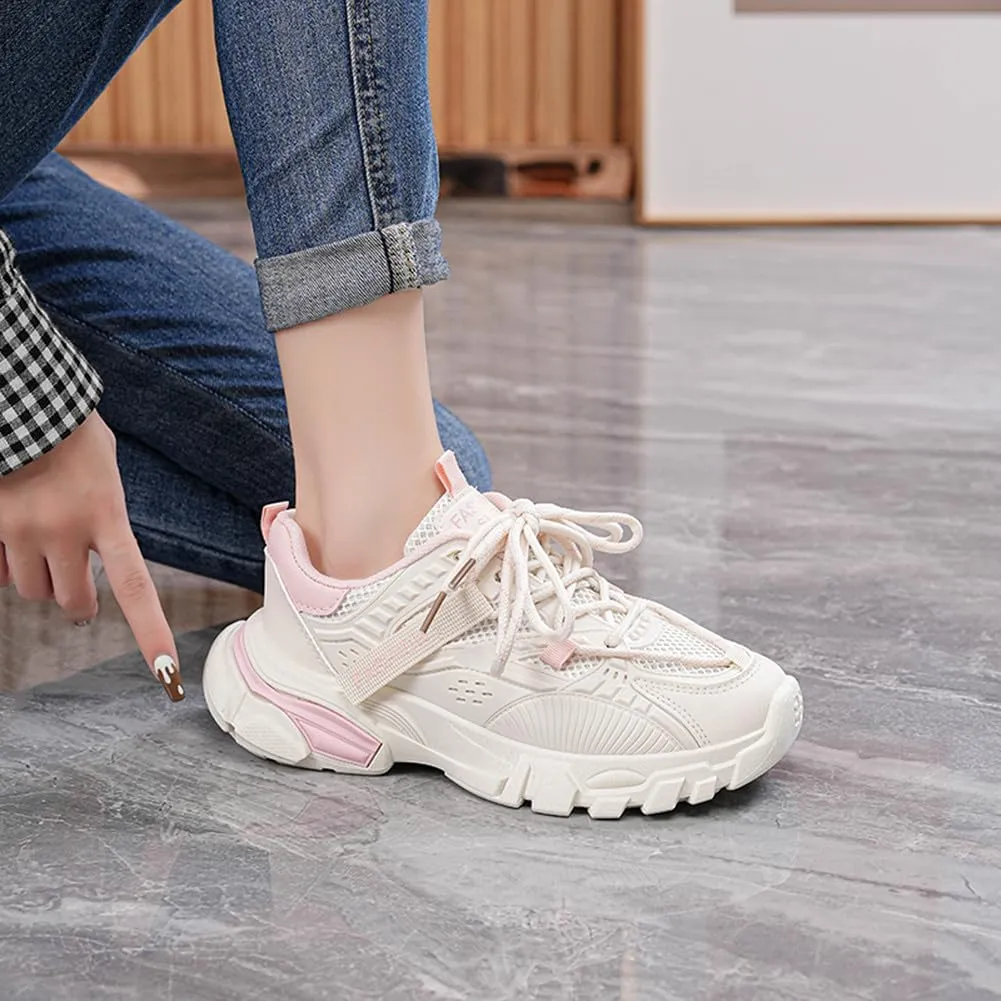 NCNDB Women's Platform Sport Sneaker Trainers Lace Up Fashion Increased Bottom Shoes