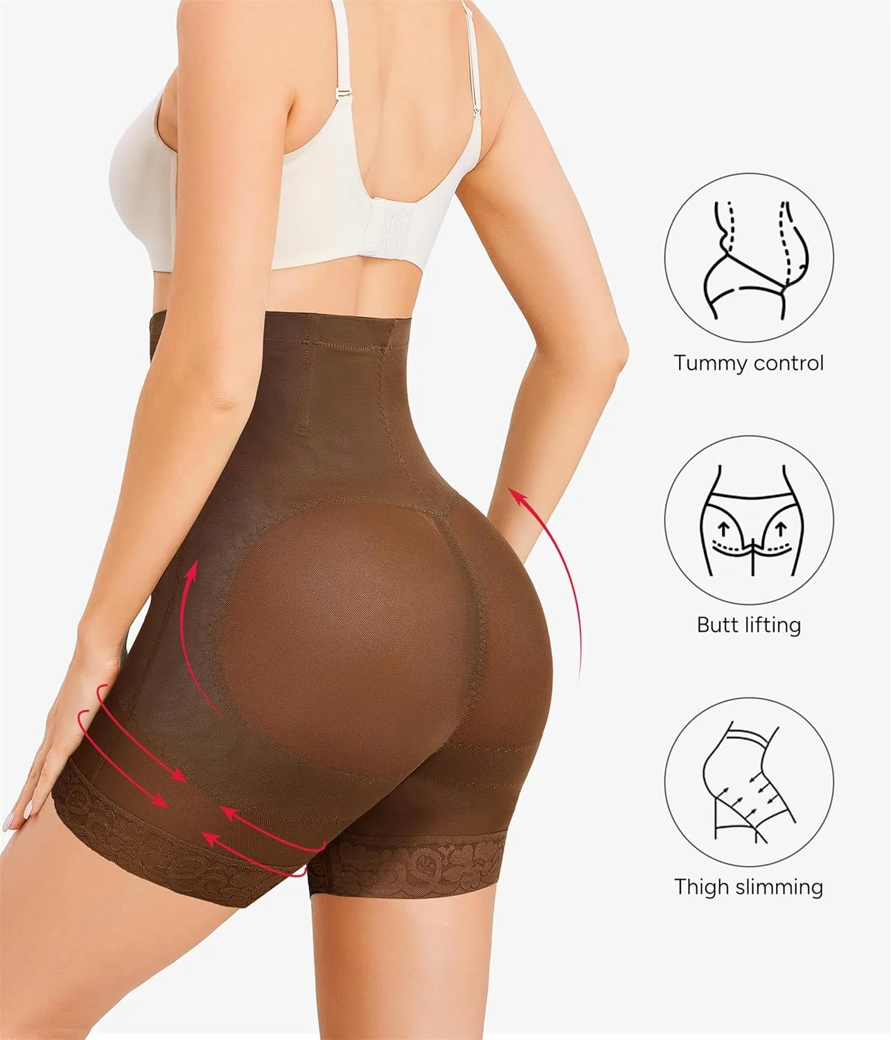 Nebility Shapewear Tummy Control Body Shaper High Waisted Butt Lifting Panties Shapewear Shorts Thigh Slimmer
