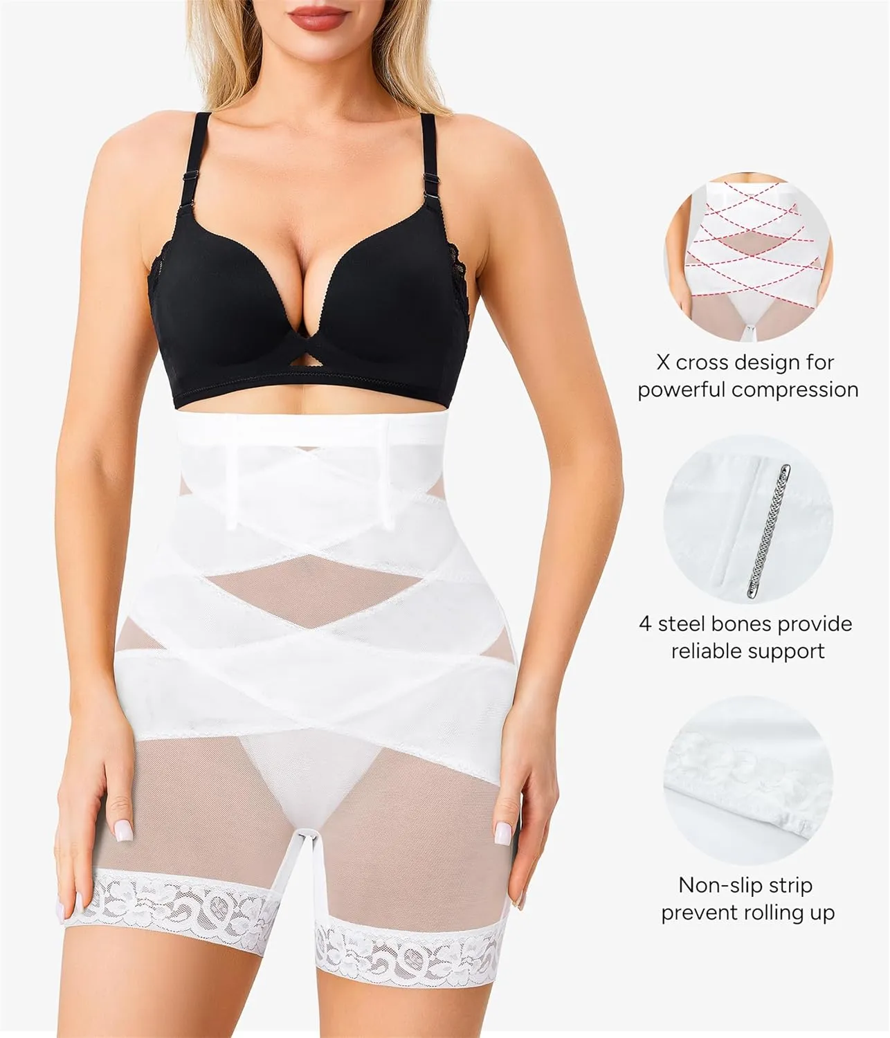 Nebility Shapewear Tummy Control Body Shaper High Waisted Butt Lifting Panties Shapewear Shorts Thigh Slimmer
