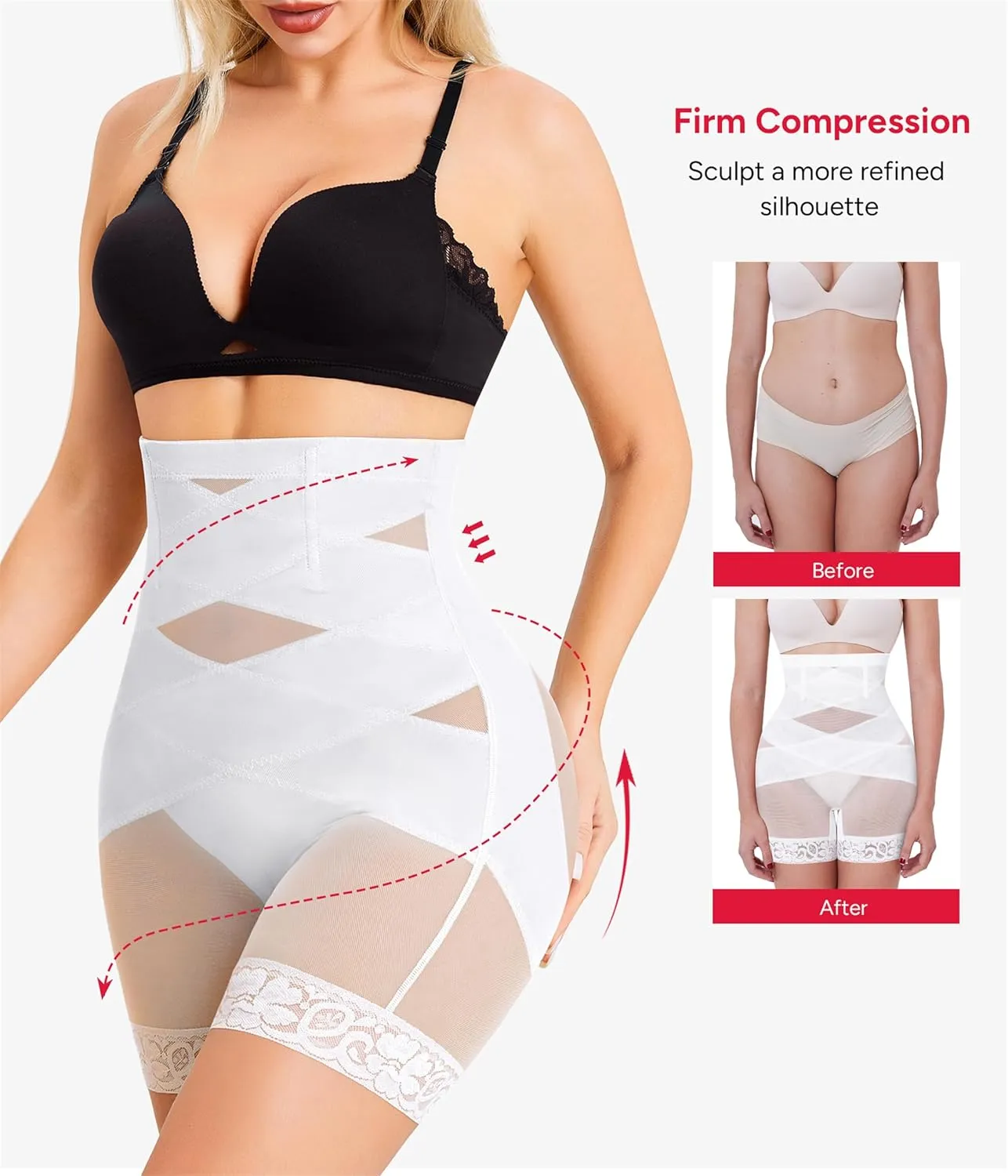 Nebility Shapewear Tummy Control Body Shaper High Waisted Butt Lifting Panties Shapewear Shorts Thigh Slimmer