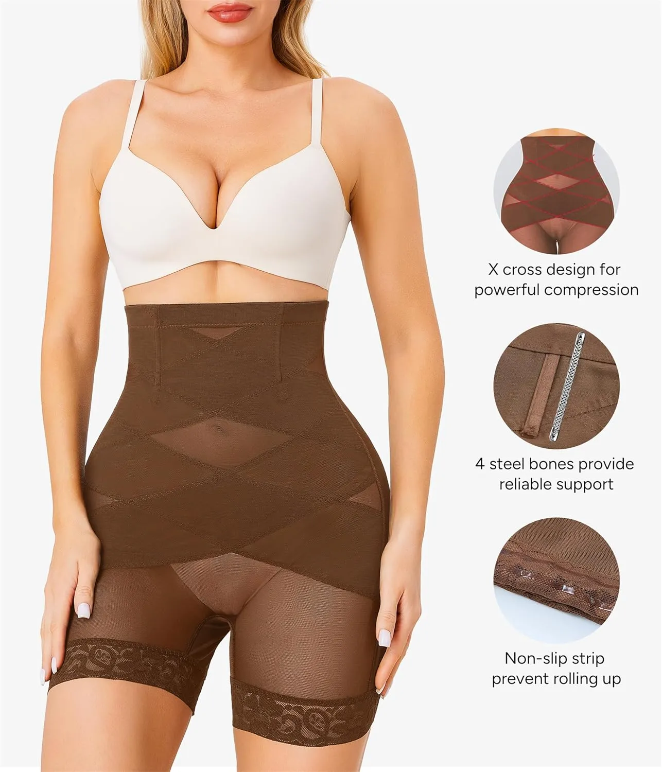 Nebility Shapewear Tummy Control Body Shaper High Waisted Butt Lifting Panties Shapewear Shorts Thigh Slimmer