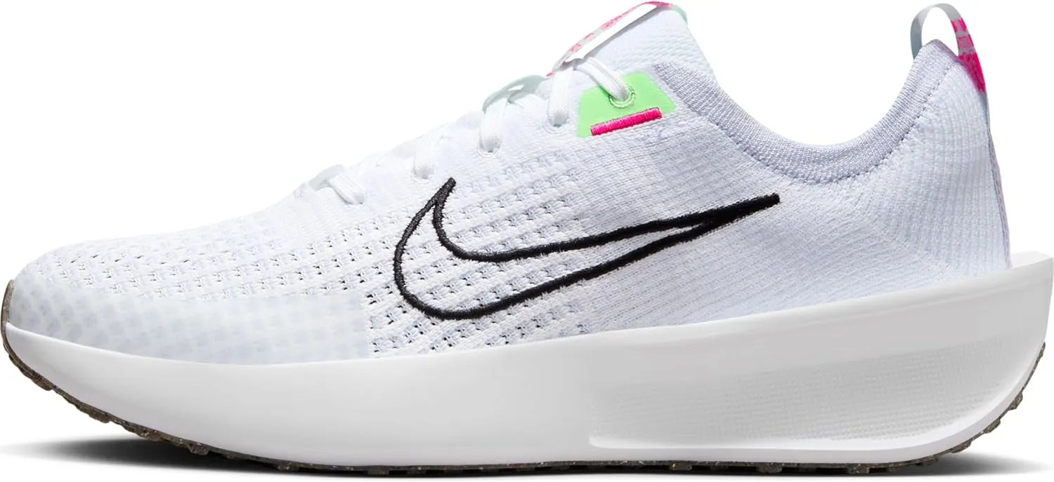 Nike Interact Run Women's Road Running Shoes (FD2292-102, White/Black-Football Grey-Vapor Green) Size 10