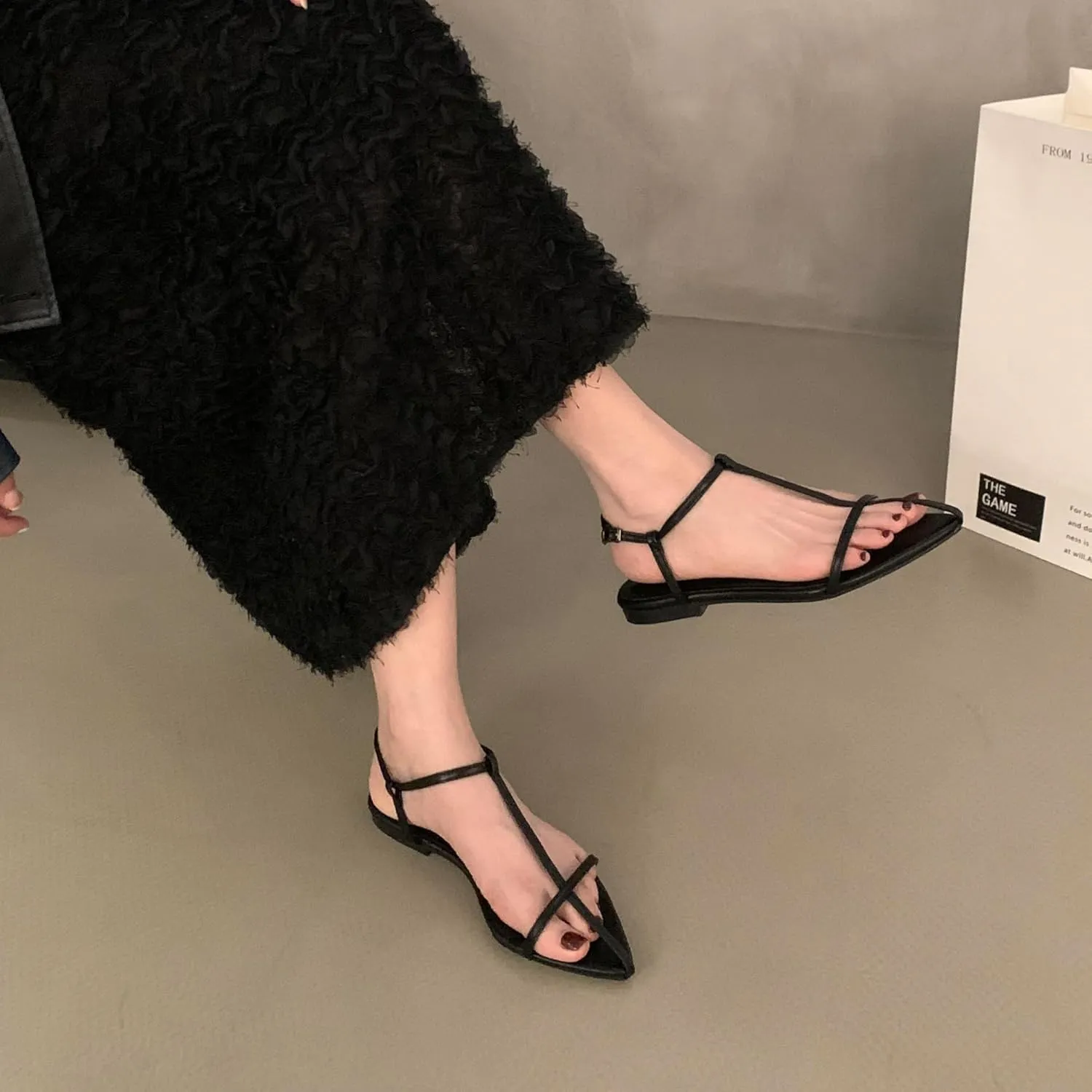 N.N.G Women Flat Sandals Dressy Srtappy Slingback Mules Cute Evening Vegan Leather Gladiator Designer Pretty Casual Pointed Open Toe