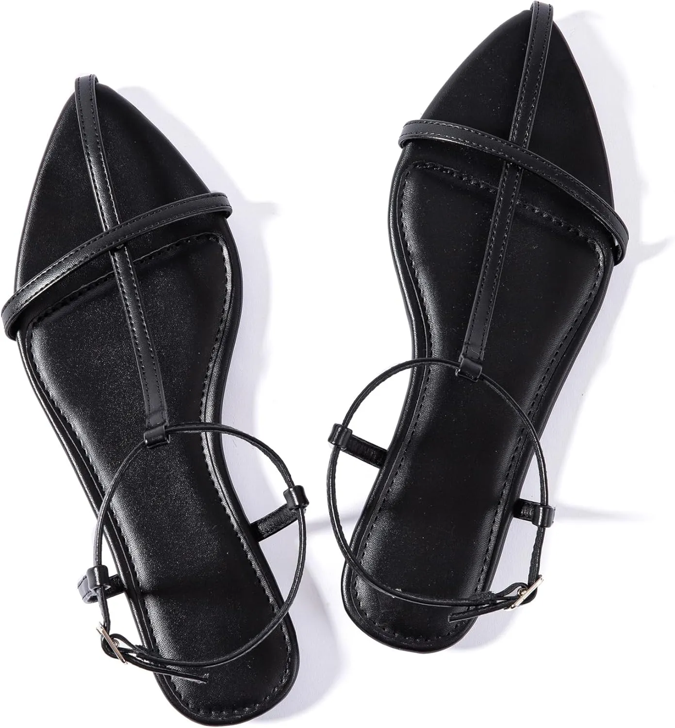 N.N.G Women Flat Sandals Dressy Srtappy Slingback Mules Cute Evening Vegan Leather Gladiator Designer Pretty Casual Pointed Open Toe
