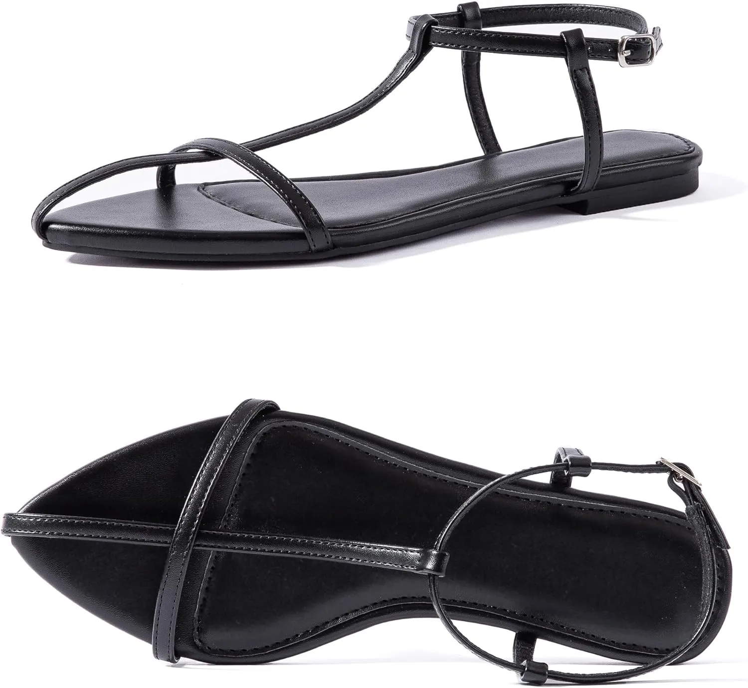 N.N.G Women Flat Sandals Dressy Srtappy Slingback Mules Cute Evening Vegan Leather Gladiator Designer Pretty Casual Pointed Open Toe