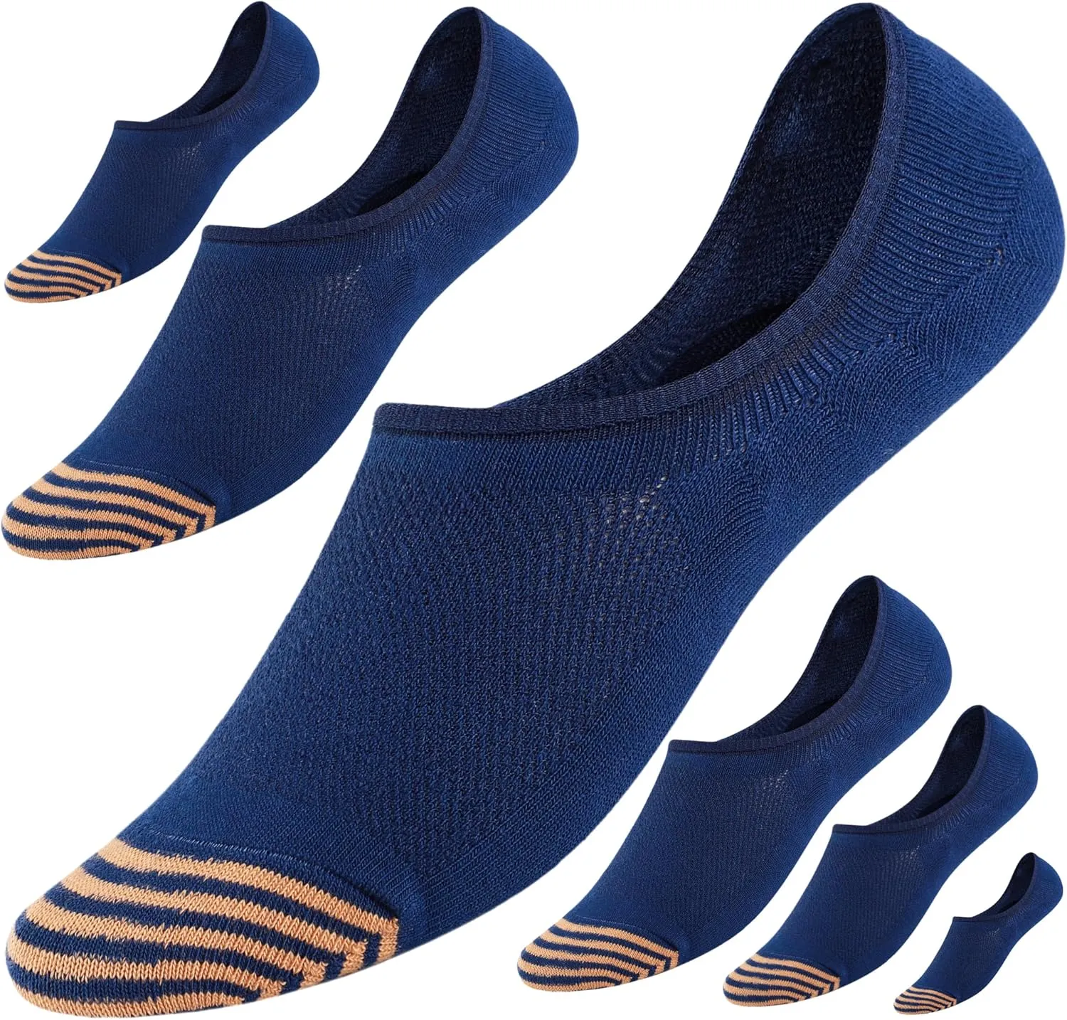 No Show Socks for Men 6 Pack,Non Slip Cotton Low Cut Short Socks for Sneaker Loafer Running