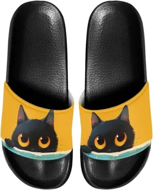 Non Slip Slide Sandals for Women Men, Open Toe House Comfy Flat Slides Slipper for Bathroom Beach