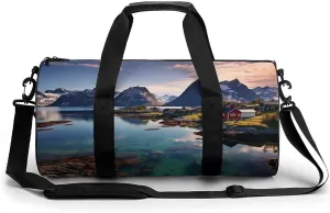 Norway Islands Duffel Bag for Men Women Gym Bag Sports Small Overnight Bag for Travel Weekender, 17.7in/9in/9in, XB0606009