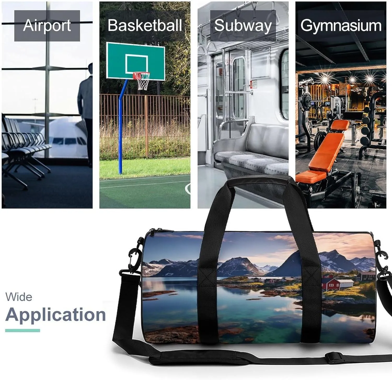 Norway Islands Duffel Bag for Men Women Gym Bag Sports Small Overnight Bag for Travel Weekender, 17.7in/9in/9in, XB0606009