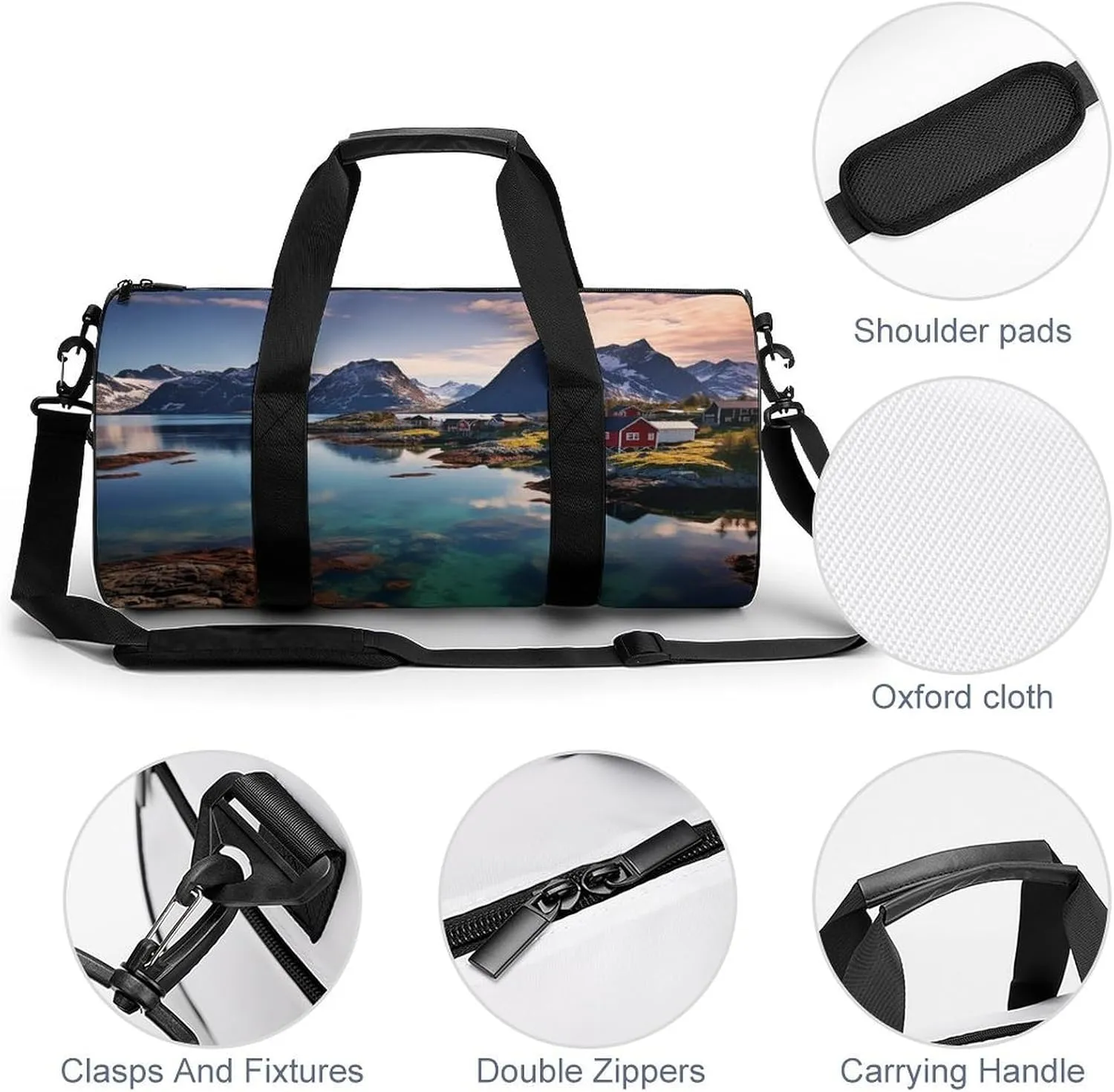 Norway Islands Duffel Bag for Men Women Gym Bag Sports Small Overnight Bag for Travel Weekender, 17.7in/9in/9in, XB0606009