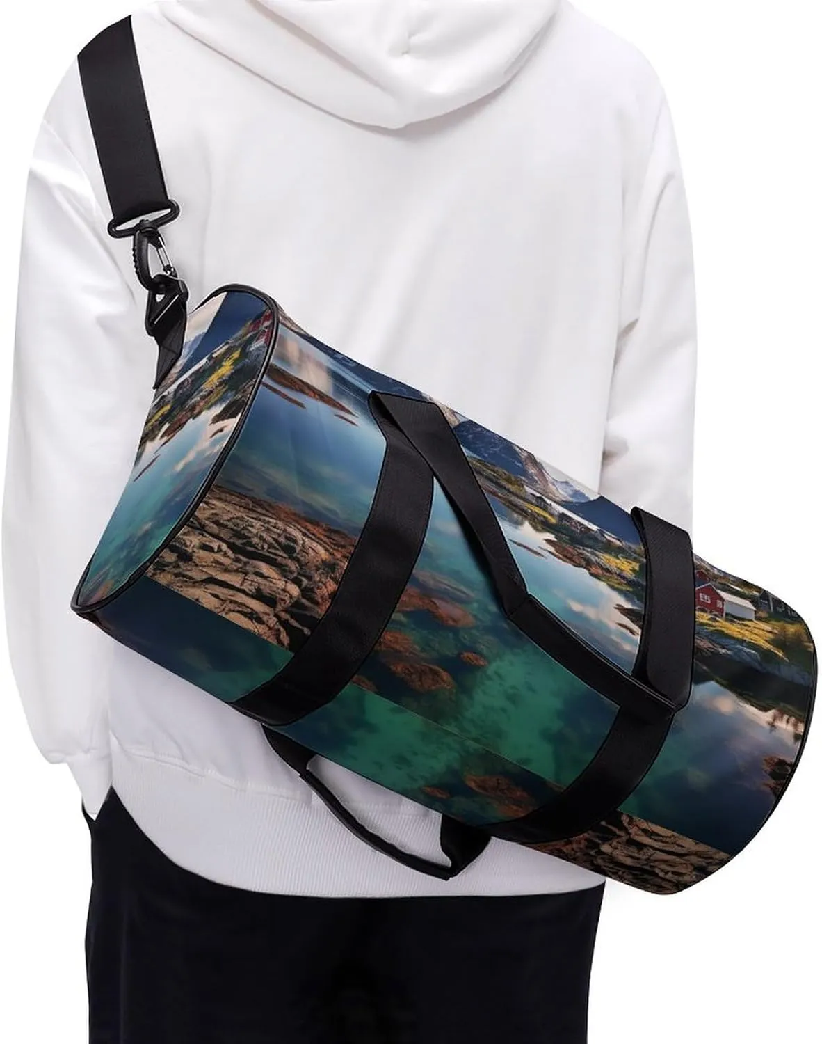 Norway Islands Duffel Bag for Men Women Gym Bag Sports Small Overnight Bag for Travel Weekender, 17.7in/9in/9in, XB0606009