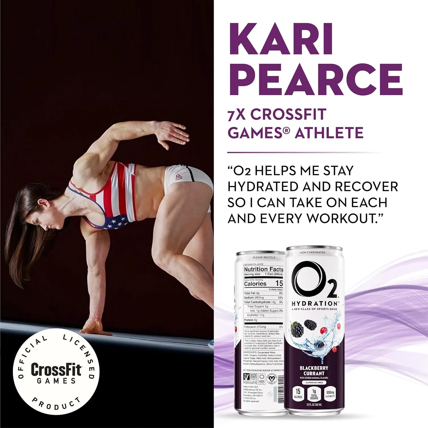 O2 Blackberry Currant Post Workout Recovery Drink - Powerful Electrolyte Drink for Daily Hydration
