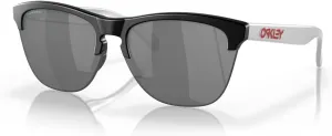 Oakley Frogskins Lite Sunglasses Matte Black Silver with Prizm Black Lens 63mm