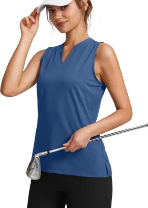 Obla Women's Sleeveless Golf Shirt V-Neck Lightweight Quick Dry Tennis Tank Tops Polo Shirts for Women