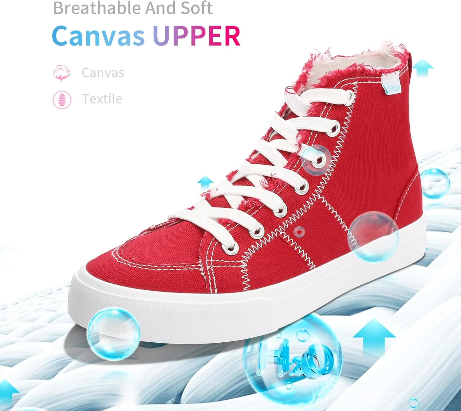 Obtaom Womens/Mens high top Canvas Shoes Play mid Calf Fashion Sneaker Casual lace up hi top Washed Canvas Shoes