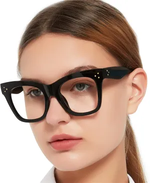 OCCI CHIARI Blue Light Blocking Glasses Fashion Readers Anti Blue Light Blocking Glasses Computer Use (Black, 0)