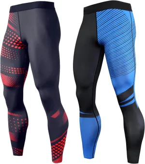 OEBLD Compression Pants Men UV Blocking Running Tights 1 or 2 Pack Gym Yoga Leggings for Athletic Workout